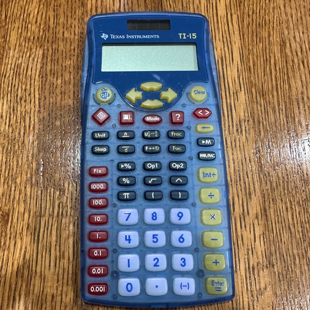 Texas Instruments TI-15 Explorer Calculator Blue Translucent Good Elementary